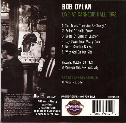 , Dylan, Bob - Live at Carnegie Hall 1963